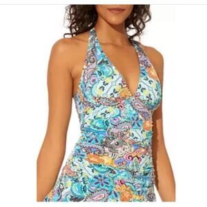 Bleu Rod Beattie Multicolor Paisley Tankini Swim Top